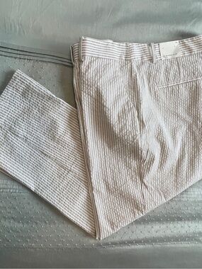 Loft Women’s Seersucker Stripe Pants - Riviera Slim size 14